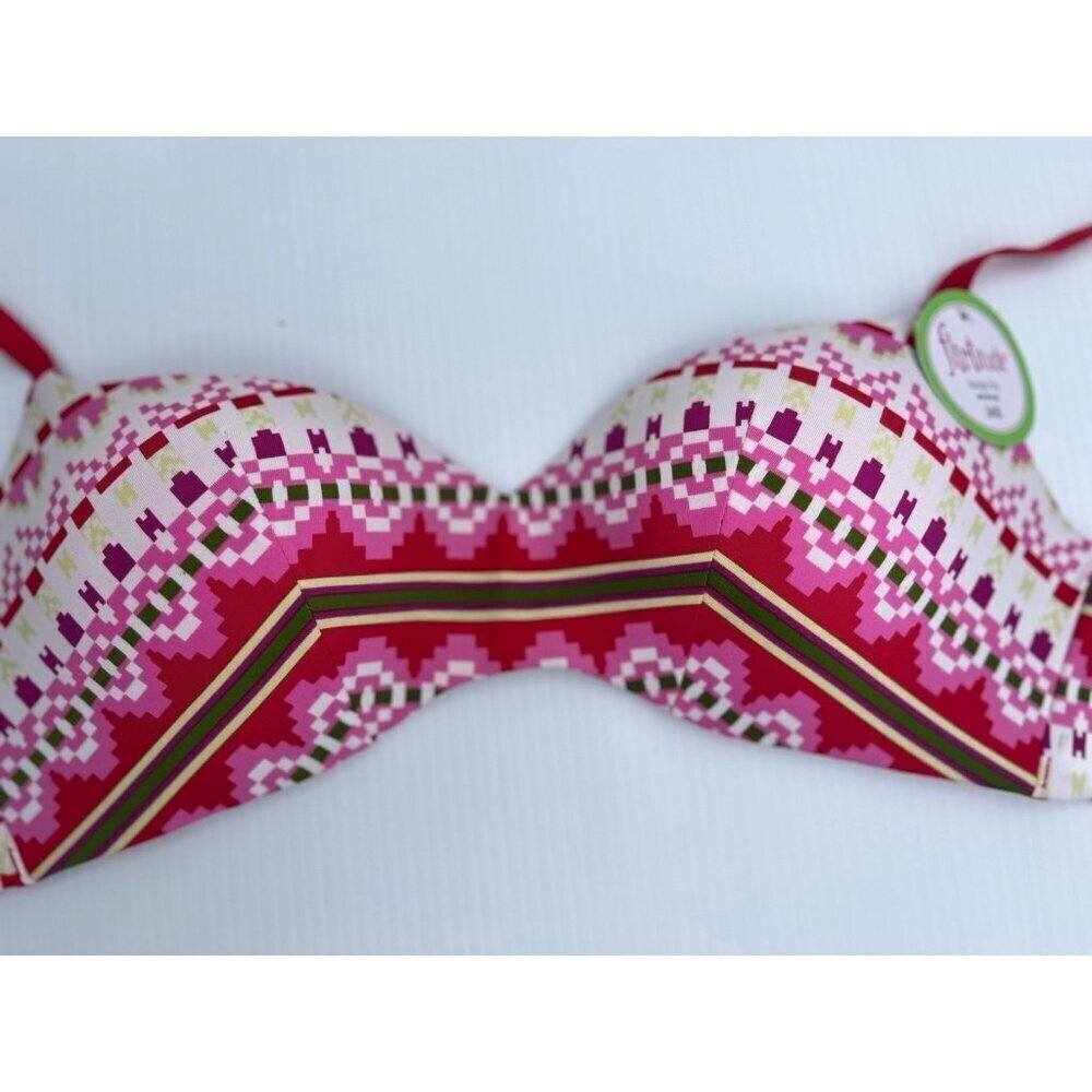 Flirtitude Women’s My Fave Lounge Wireless Bra Snow Fair Isle Padded 34B - Picture 3 of 11